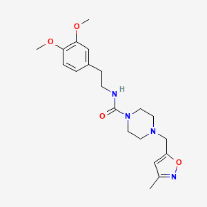 molecular formula C20H28N4O4 B7127721 N-[2-(3,4-dimethoxyphenyl)ethyl]-4-[(3-methyl-1,2-oxazol-5-yl)methyl]piperazine-1-carboxamide 