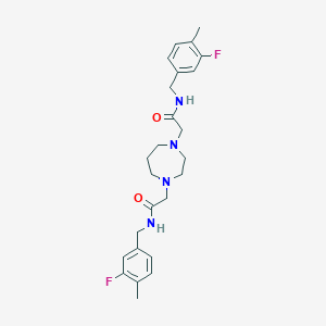 molecular formula C25H32F2N4O2 B7127778 N-[(3-fluoro-4-methylphenyl)methyl]-2-[4-[2-[(3-fluoro-4-methylphenyl)methylamino]-2-oxoethyl]-1,4-diazepan-1-yl]acetamide 