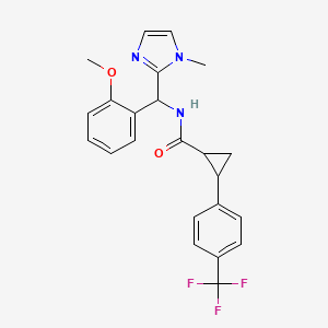 molecular formula C23H22F3N3O2 B7127798 N-[(2-methoxyphenyl)-(1-methylimidazol-2-yl)methyl]-2-[4-(trifluoromethyl)phenyl]cyclopropane-1-carboxamide 