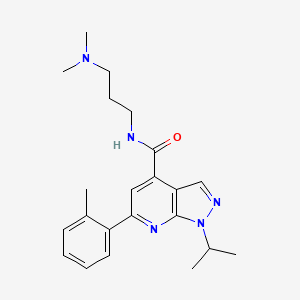 molecular formula C22H29N5O B7127815 N-[3-(dimethylamino)propyl]-6-(2-methylphenyl)-1-propan-2-ylpyrazolo[3,4-b]pyridine-4-carboxamide 