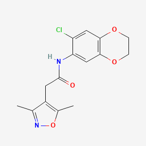 molecular formula C15H15ClN2O4 B7127843 N-(6-chloro-2,3-dihydro-1,4-benzodioxin-7-yl)-2-(3,5-dimethyl-1,2-oxazol-4-yl)acetamide 