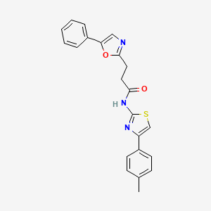 molecular formula C22H19N3O2S B7127911 N-[4-(4-methylphenyl)-1,3-thiazol-2-yl]-3-(5-phenyl-1,3-oxazol-2-yl)propanamide 