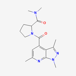 molecular formula C17H23N5O2 B7127986 N,N-dimethyl-1-(1,3,6-trimethylpyrazolo[3,4-b]pyridine-4-carbonyl)pyrrolidine-2-carboxamide 