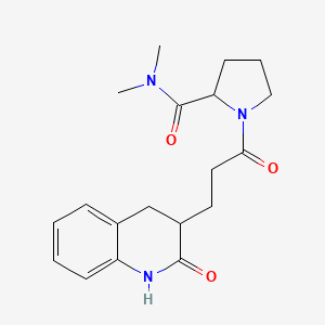 molecular formula C19H25N3O3 B7127990 N,N-dimethyl-1-[3-(2-oxo-3,4-dihydro-1H-quinolin-3-yl)propanoyl]pyrrolidine-2-carboxamide 