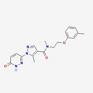 molecular formula C19H21N5O3 B7128002 N,5-dimethyl-N-[2-(3-methylphenoxy)ethyl]-1-(6-oxo-1H-pyridazin-3-yl)pyrazole-4-carboxamide 