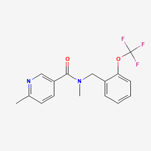 molecular formula C16H15F3N2O2 B7128025 N,6-dimethyl-N-[[2-(trifluoromethoxy)phenyl]methyl]pyridine-3-carboxamide 