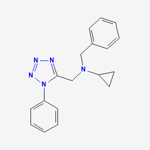 molecular formula C18H19N5 B7128036 N-benzyl-N-[(1-phenyltetrazol-5-yl)methyl]cyclopropanamine 