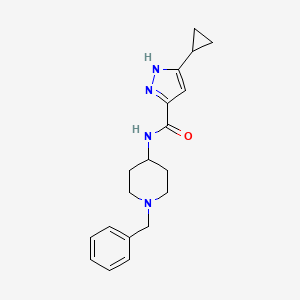 molecular formula C19H24N4O B7128131 N-(1-benzylpiperidin-4-yl)-5-cyclopropyl-1H-pyrazole-3-carboxamide 