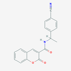 molecular formula C19H14N2O3 B7128137 N-[1-(4-cyanophenyl)ethyl]-2-oxochromene-3-carboxamide 