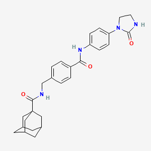 molecular formula C28H32N4O3 B7128332 N-[[4-[[4-(2-oxoimidazolidin-1-yl)phenyl]carbamoyl]phenyl]methyl]adamantane-1-carboxamide 