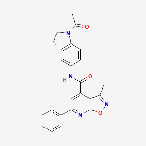 molecular formula C24H20N4O3 B7128339 N-(1-acetyl-2,3-dihydroindol-5-yl)-3-methyl-6-phenyl-[1,2]oxazolo[5,4-b]pyridine-4-carboxamide 