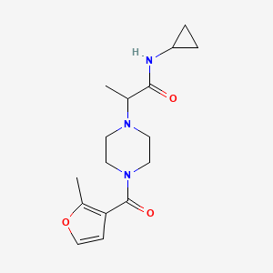 molecular formula C16H23N3O3 B7128342 N-cyclopropyl-2-[4-(2-methylfuran-3-carbonyl)piperazin-1-yl]propanamide 