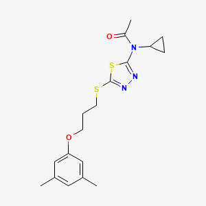 molecular formula C18H23N3O2S2 B7128360 N-cyclopropyl-N-[5-[3-(3,5-dimethylphenoxy)propylsulfanyl]-1,3,4-thiadiazol-2-yl]acetamide 