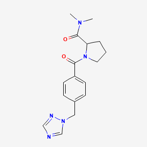 molecular formula C17H21N5O2 B7128371 N,N-dimethyl-1-[4-(1,2,4-triazol-1-ylmethyl)benzoyl]pyrrolidine-2-carboxamide 