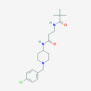 molecular formula C20H30ClN3O2 B7128417 N-[3-[[1-[(4-chlorophenyl)methyl]piperidin-4-yl]amino]-3-oxopropyl]-2,2-dimethylpropanamide 