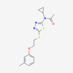 molecular formula C16H19N3O2S2 B7128425 N-cyclopropyl-N-[5-[2-(3-methylphenoxy)ethylsulfanyl]-1,3,4-thiadiazol-2-yl]acetamide 