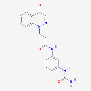 molecular formula C18H17N5O3 B7128519 N-[3-(carbamoylamino)phenyl]-3-(4-oxocinnolin-1-yl)propanamide 