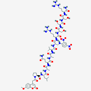 molecular formula C69H103N23O24 B071286 MCA-Pro-Leu-Ala-Gln-Ala-Val-Dap(DNP)-Arg-Ser-Ser-Ser-Arg-NH2 CAS No. 192723-42-5