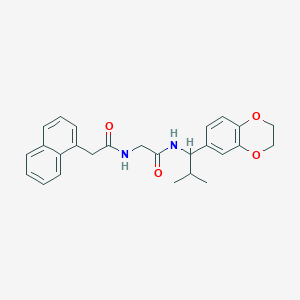 molecular formula C26H28N2O4 B7128622 N-[2-[[1-(2,3-dihydro-1,4-benzodioxin-6-yl)-2-methylpropyl]amino]-2-oxoethyl]-2-naphthalen-1-ylacetamide 
