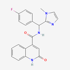 molecular formula C21H17FN4O2 B7128674 N-[(4-fluorophenyl)-(1-methylimidazol-2-yl)methyl]-2-oxo-1H-quinoline-4-carboxamide 