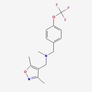molecular formula C15H17F3N2O2 B7128780 N-[(3,5-dimethyl-1,2-oxazol-4-yl)methyl]-N-methyl-1-[4-(trifluoromethoxy)phenyl]methanamine 
