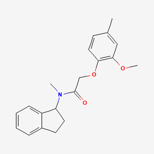 molecular formula C20H23NO3 B7128788 N-(2,3-dihydro-1H-inden-1-yl)-2-(2-methoxy-4-methylphenoxy)-N-methylacetamide 