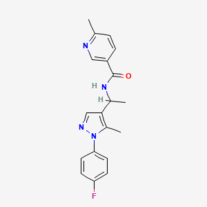 molecular formula C19H19FN4O B7128823 N-[1-[1-(4-fluorophenyl)-5-methylpyrazol-4-yl]ethyl]-6-methylpyridine-3-carboxamide 