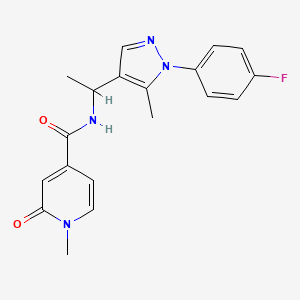 molecular formula C19H19FN4O2 B7128825 N-[1-[1-(4-fluorophenyl)-5-methylpyrazol-4-yl]ethyl]-1-methyl-2-oxopyridine-4-carboxamide 