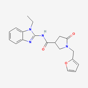 molecular formula C19H20N4O3 B7128846 N-(1-ethylbenzimidazol-2-yl)-1-(furan-2-ylmethyl)-5-oxopyrrolidine-3-carboxamide 