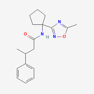 molecular formula C18H23N3O2 B7128906 N-[1-(5-methyl-1,2,4-oxadiazol-3-yl)cyclopentyl]-3-phenylbutanamide 