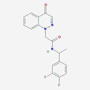 molecular formula C18H15F2N3O2 B7128996 N-[1-(3,4-difluorophenyl)ethyl]-2-(4-oxocinnolin-1-yl)acetamide 