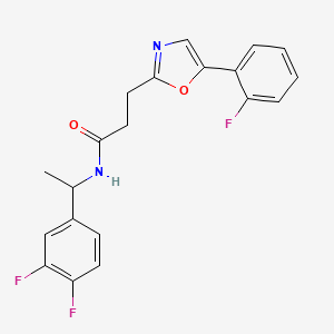 molecular formula C20H17F3N2O2 B7129002 N-[1-(3,4-difluorophenyl)ethyl]-3-[5-(2-fluorophenyl)-1,3-oxazol-2-yl]propanamide 