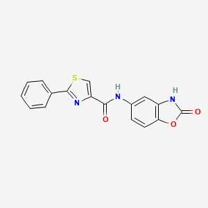 molecular formula C17H11N3O3S B7129056 N-(2-oxo-3H-1,3-benzoxazol-5-yl)-2-phenyl-1,3-thiazole-4-carboxamide 