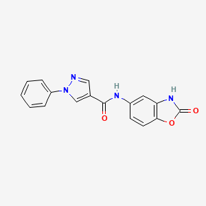 molecular formula C17H12N4O3 B7129087 N-(2-oxo-3H-1,3-benzoxazol-5-yl)-1-phenylpyrazole-4-carboxamide 