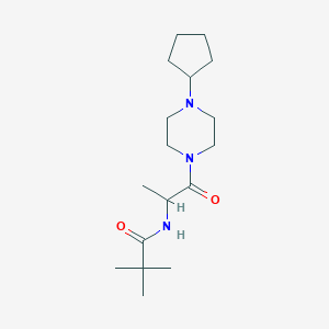 molecular formula C17H31N3O2 B7129094 N-[1-(4-cyclopentylpiperazin-1-yl)-1-oxopropan-2-yl]-2,2-dimethylpropanamide 