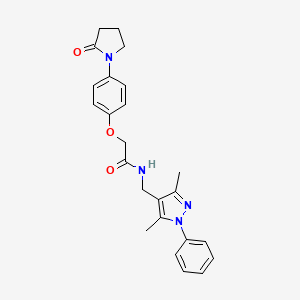 molecular formula C24H26N4O3 B7129187 N-[(3,5-dimethyl-1-phenylpyrazol-4-yl)methyl]-2-[4-(2-oxopyrrolidin-1-yl)phenoxy]acetamide 