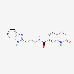 molecular formula C19H18N4O3 B7129211 N-[3-(1H-benzimidazol-2-yl)propyl]-3-oxo-4H-1,4-benzoxazine-6-carboxamide 