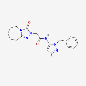 molecular formula C20H24N6O2 B7129249 N-(2-benzyl-5-methylpyrazol-3-yl)-2-(3-oxo-6,7,8,9-tetrahydro-5H-[1,2,4]triazolo[4,3-a]azepin-2-yl)acetamide 