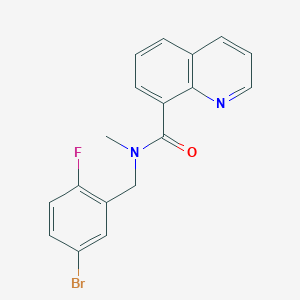 molecular formula C18H14BrFN2O B7129250 N-[(5-bromo-2-fluorophenyl)methyl]-N-methylquinoline-8-carboxamide 