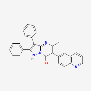 molecular formula C28H20N4O B7129356 5-methyl-2,3-diphenyl-6-(quinolin-6-yl)-4H,7H-pyrazolo[1,5-a]pyrimidin-7-one 