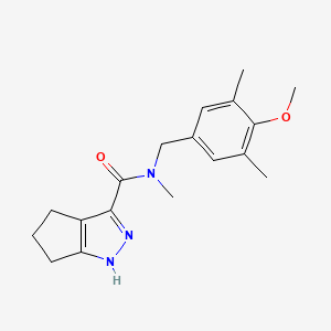 molecular formula C18H23N3O2 B7129398 N-[(4-methoxy-3,5-dimethylphenyl)methyl]-N-methyl-1,4,5,6-tetrahydrocyclopenta[c]pyrazole-3-carboxamide 