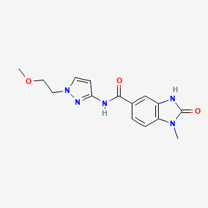 molecular formula C15H17N5O3 B7129431 N-[1-(2-methoxyethyl)pyrazol-3-yl]-1-methyl-2-oxo-3H-benzimidazole-5-carboxamide 