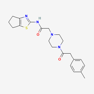 molecular formula C21H26N4O2S B7129505 N-(5,6-dihydro-4H-cyclopenta[d][1,3]thiazol-2-yl)-2-[4-[2-(4-methylphenyl)acetyl]piperazin-1-yl]acetamide 