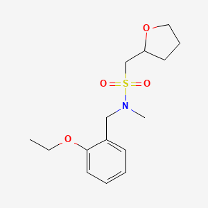 molecular formula C15H23NO4S B7129533 N-[(2-ethoxyphenyl)methyl]-N-methyl-1-(oxolan-2-yl)methanesulfonamide 