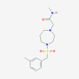 molecular formula C16H25N3O3S B7129589 N-methyl-2-[4-[(3-methylphenyl)methylsulfonyl]-1,4-diazepan-1-yl]acetamide 
