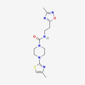 molecular formula C14H20N6O2S B7129610 N-[2-(3-methyl-1,2,4-oxadiazol-5-yl)ethyl]-4-(4-methyl-1,3-thiazol-2-yl)piperazine-1-carboxamide 