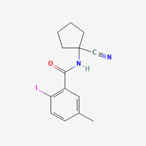 molecular formula C14H15IN2O B7129624 N-(1-cyanocyclopentyl)-2-iodo-5-methylbenzamide 