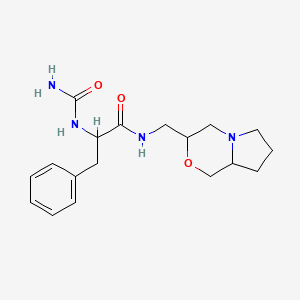 molecular formula C18H26N4O3 B7129691 N-(3,4,6,7,8,8a-hexahydro-1H-pyrrolo[2,1-c][1,4]oxazin-3-ylmethyl)-2-(carbamoylamino)-3-phenylpropanamide 