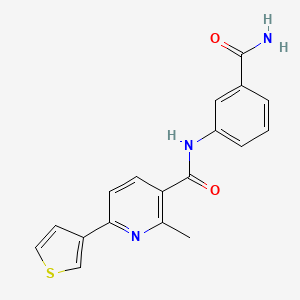 molecular formula C18H15N3O2S B7129754 N-(3-carbamoylphenyl)-2-methyl-6-thiophen-3-ylpyridine-3-carboxamide 