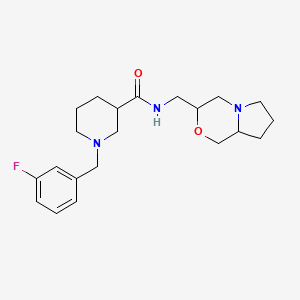 molecular formula C21H30FN3O2 B7129799 N-(3,4,6,7,8,8a-hexahydro-1H-pyrrolo[2,1-c][1,4]oxazin-3-ylmethyl)-1-[(3-fluorophenyl)methyl]piperidine-3-carboxamide 